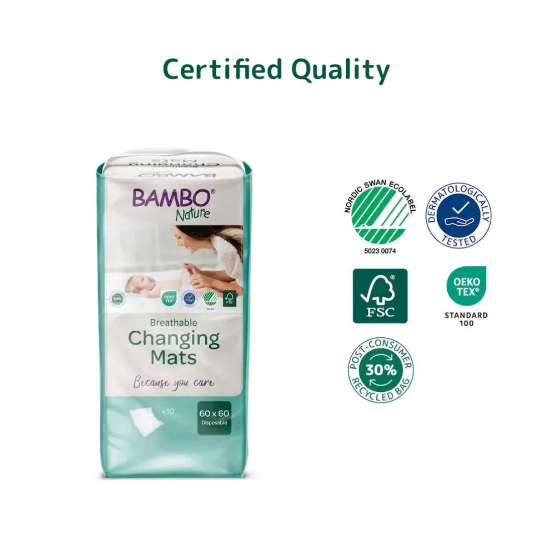 Bambo Nature Disposable Changing Mats (60×60 cm) (10 pcs)