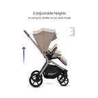 Silver Cross Breez Reversible Seat Stroller with Flat Recline|Height Adjustable Seat|All Terrain - All Wheel Suspension|One Hand Fold|Rain Cover & Post Adapt|0 to 4Y |Upto 22Kg - Champagne