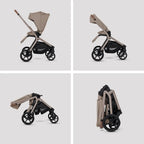Silver Cross Breez Reversible Seat Stroller with Flat Recline|Height Adjustable Seat|All Terrain - All Wheel Suspension|One Hand Fold|Rain Cover & Post Adapt|0 to 4Y |Upto 22Kg - Champagne