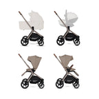 Silver Cross Breez Reversible Seat Stroller with Flat Recline|Height Adjustable Seat|All Terrain - All Wheel Suspension|One Hand Fold|Rain Cover & Post Adapt|0 to 4Y |Upto 22Kg - Champagne