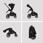 Silver Cross Breez Reversible Seat Stroller with Flat Recline|Height Adjustable Seat|All Terrain - All Wheel Suspension|One Hand Fold|Rain Cover & Post Adapt|0 to 4Y |Upto 22Kg - Onyx