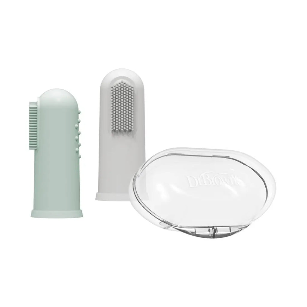 Dr. Brown's Silicone Finger Toothbrush With Case (Light Green)