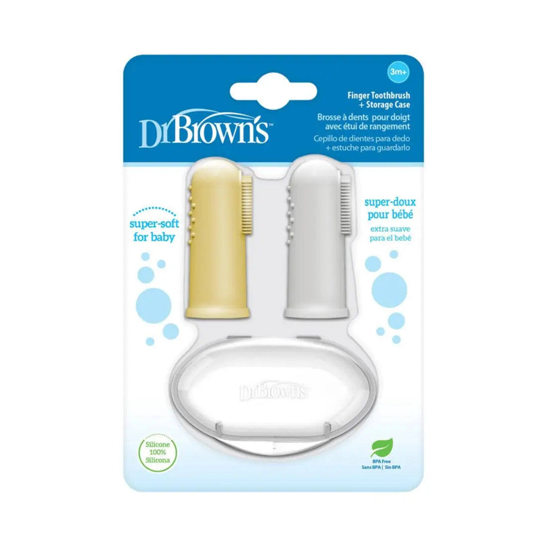 Dr. Brown's Silicone Finger Toothbrush With Case (Light Green)