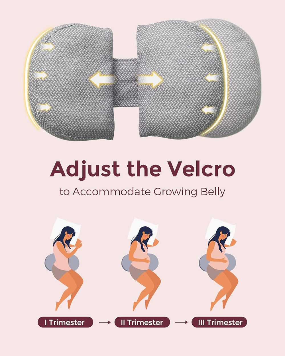 Momcozy Portable Wedge Pregnancy Pillow-with Adjustable Velcro-Grey-Removable & Washable Cover-For Maternity