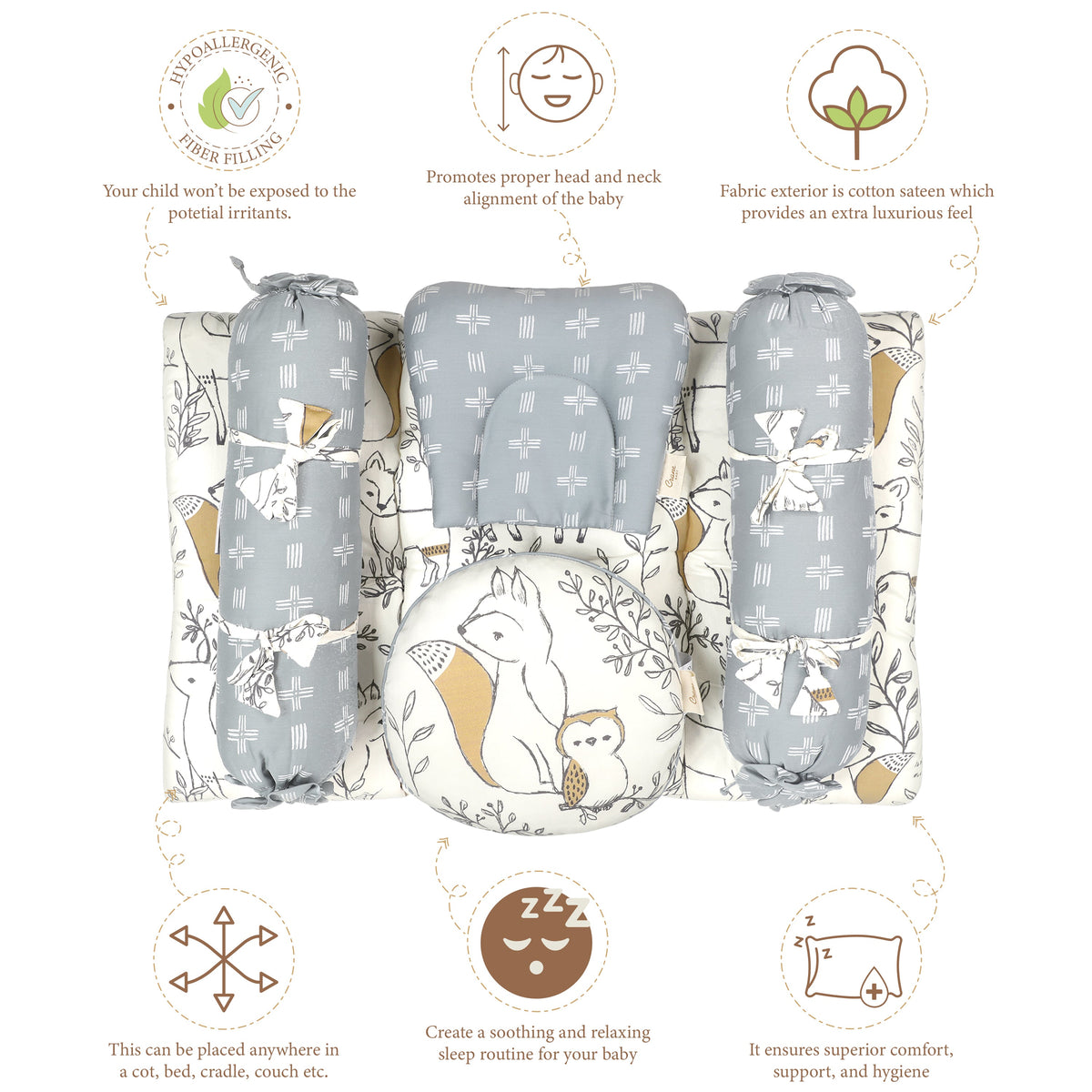 Crane Baby 5-Piece Mattress Set - Ezra Animal