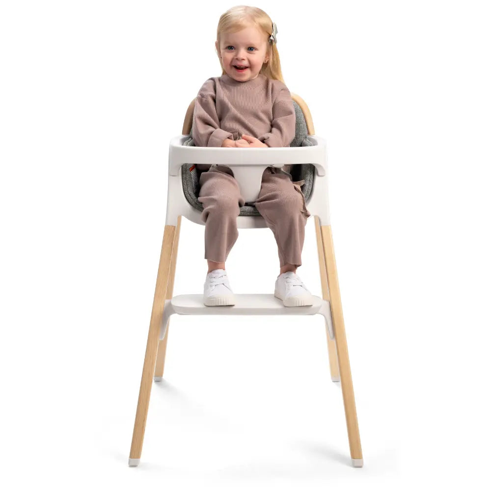 Nuna Bryn Baby High Chair with FREE Ginkgo Bryn Seat Pad – Premium Walnut & Maple Wood High Chair, Removable Seat Pad & Child Tray, Tool-Free Assembly (6M+, Up to 100 Kg)