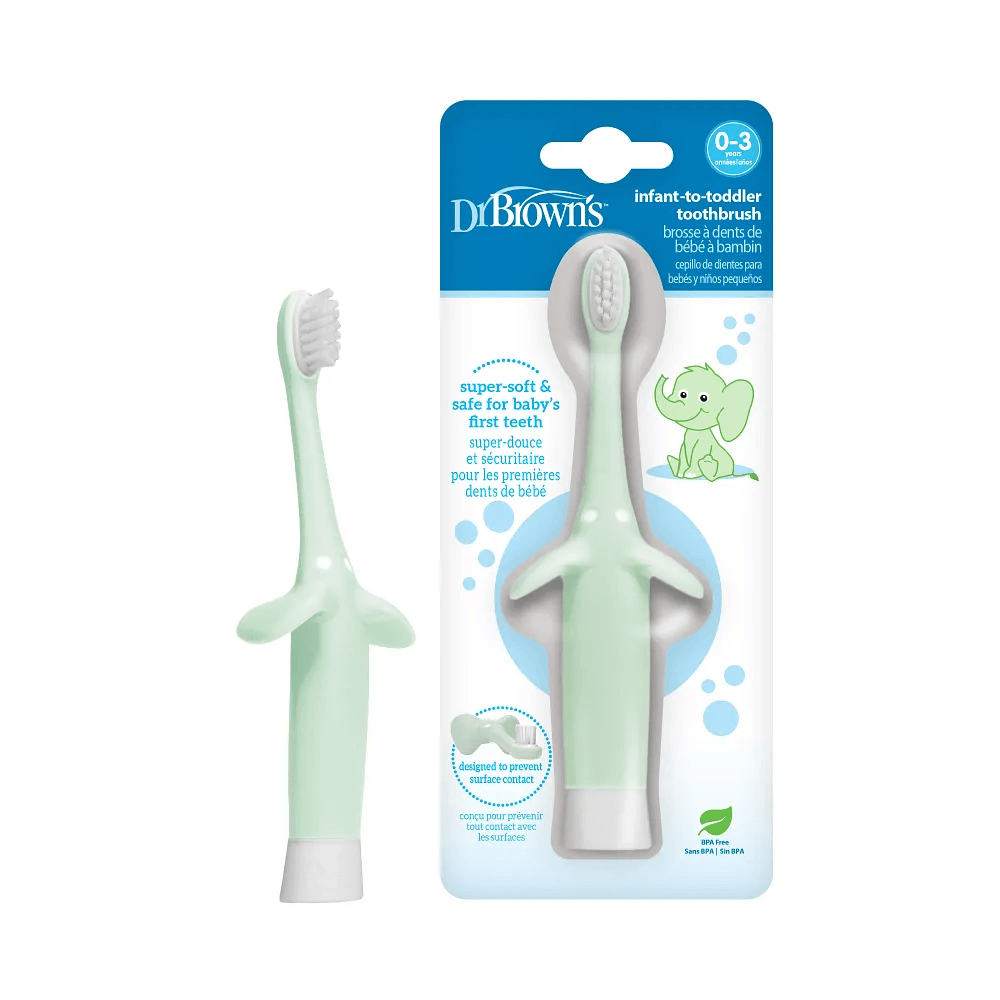 Dr. Brown's Infant-to-Toddler Toothbrush – Mint Elephant, Single Pack