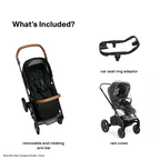 Nuna Mixx Next Reversible Seat Stroller with Flat Recline|Height Adjustable Handle Bar|All Terrain|All Wheel Suspension|One Hand Fold|Rain Cover & Post Adapt|0 to 4Y (Upto 22Kg) - Caviar