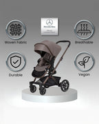 Mercedes-Benz Avantgarde GTX Baby Stroller-Height Adjustable Parent Handle Bar-Flat Reclining Seat & Reversible Seat-Includes Bag2Go Organiser & Rain Cover-2 Years Warranty-For 0 to 5Y-Truffle
