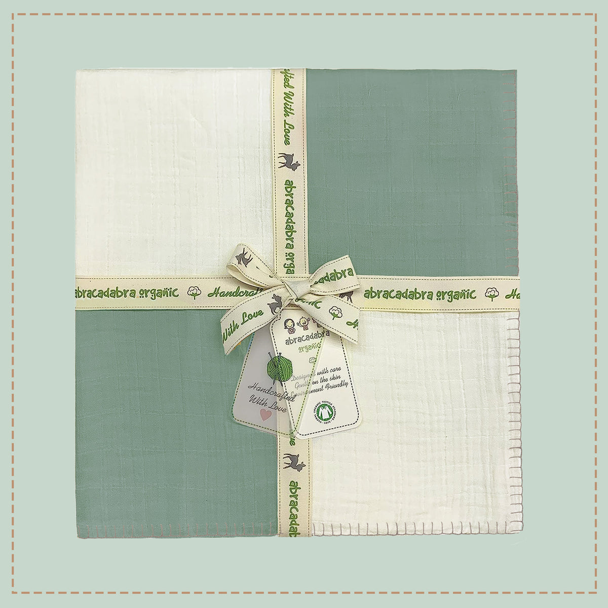 Abracadabra Organic Muslin Patchwork Blanket - Green