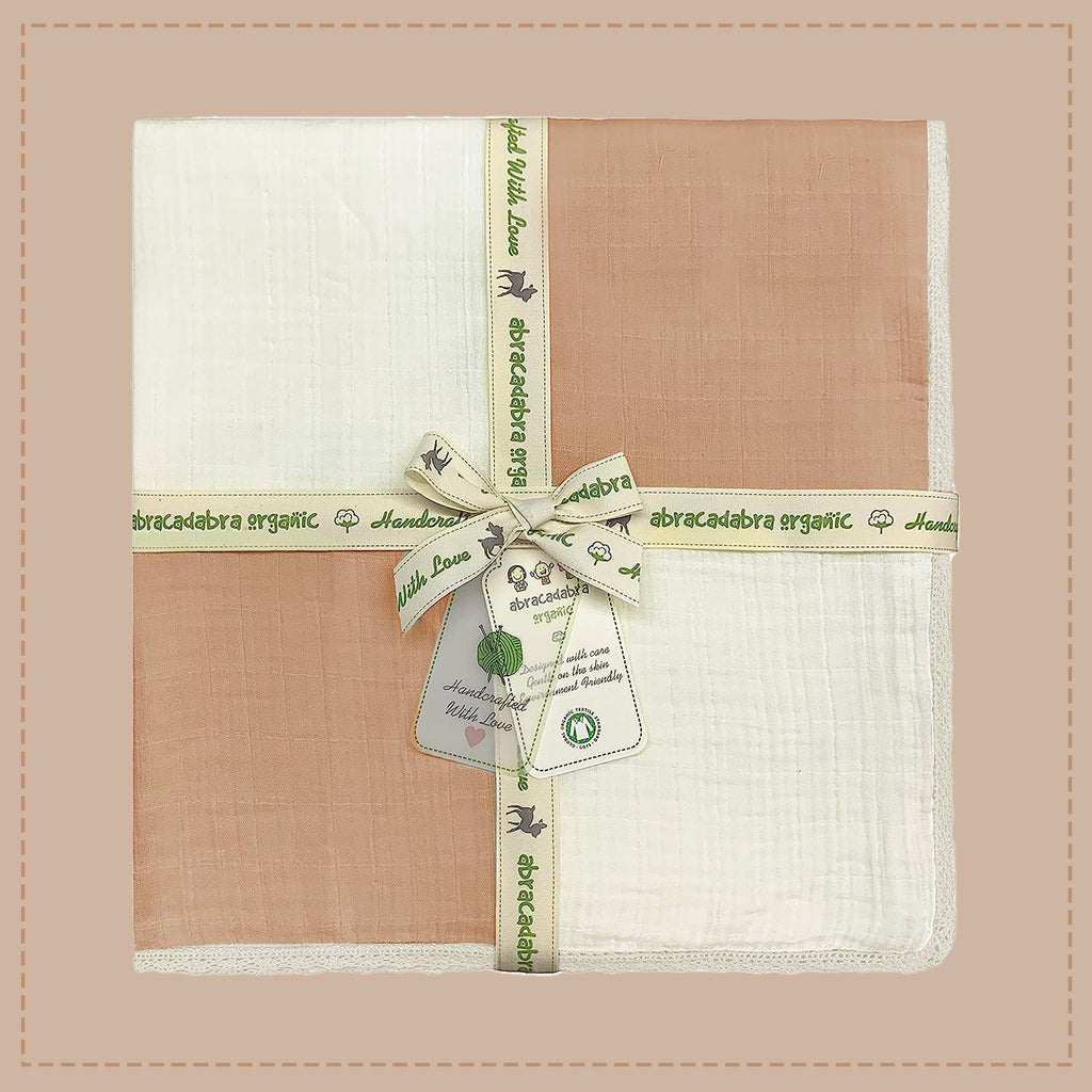 Abracadabra Organic Muslin Patchwork Blanket - Copper