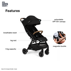 Nuna Trvl Cabin Friendly Stroller|Lightweight|Compact|One-Hand Self-Collapsing Fold|All Wheel Suspension|0 to 4Y (Upto 22Kg) - Caviar