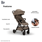 Nuna Trvl Cabin Friendly Stroller|Lightweight|Compact|One-Hand Self-Collapsing Fold|All Wheel Suspension|0 to 4Y (Upto 22Kg) - Cedar