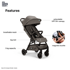 Nuna Trvl Cabin Friendly Stroller|Lightweight|Compact|One-Hand Self-Collapsing Fold|All Wheel Suspension|0 to 4Y (Upto 22Kg) - Granite