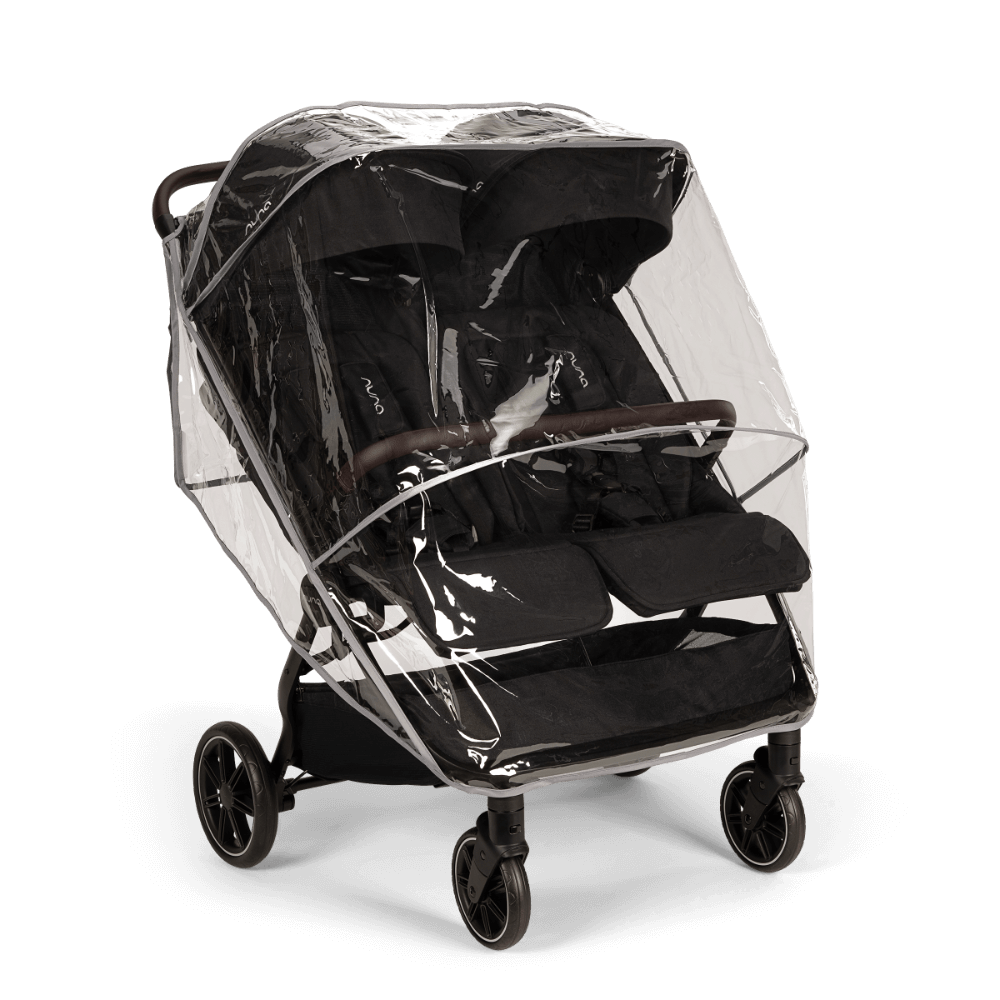 Nuna TRVL Dubl Twin Baby Stroller-Individually Adjustable Near Flat Reclining Seat-One Hand Fold-Large Storage Basket-2 Years Warranty-0 to 4Y (Upto 22 Kg)-Caviar