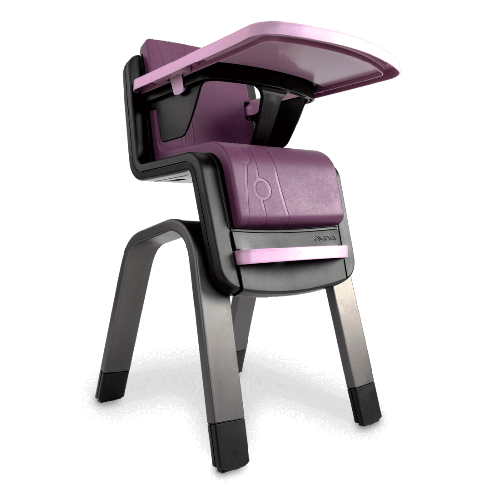 Nuna Zaaz Baby High Chair|Air Foam Cushion|Height Adjustable|Easily Removable Tray|Arm Bar & Footrest|For 0M+|Upto 100Kg - Black Plum