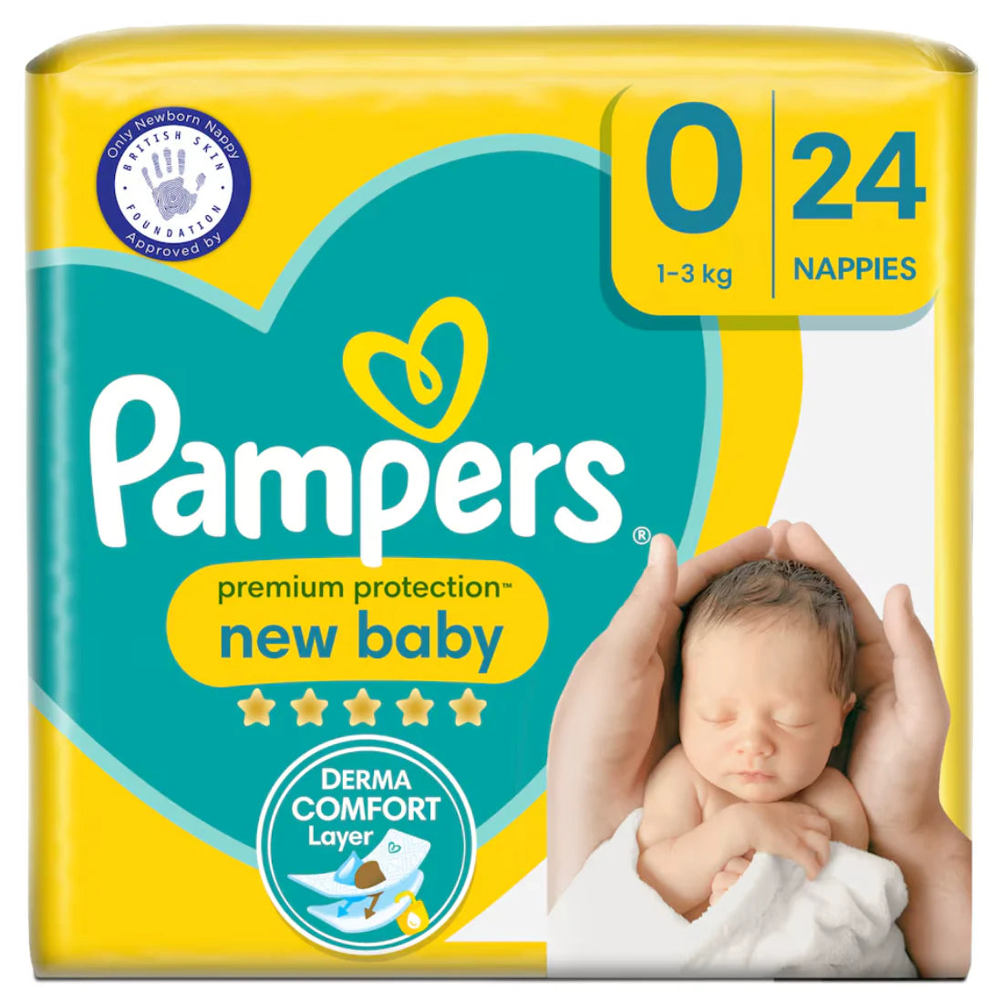Pampers Premium Protection New Baby Size 0 (24 pcs) (1-3kg)  (UK)