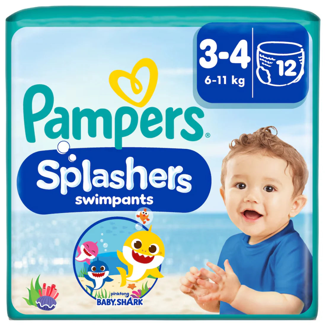 Pampers Splashers Swimming Pants Baby Shark Size 3-4 (12 pcs) (6-11KG)  (UK)