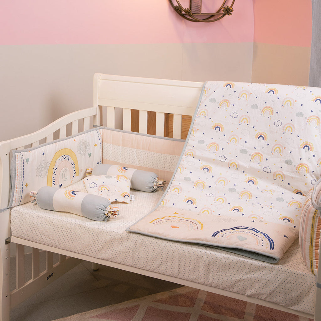 6 Piece Baby Cot Bedding Set - Rainbow