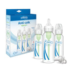 Dr. Brown's 8oz/250mL Narrow Anti-colic Options+ Baby Bottle, 3-Pack, with HappyPaci (SB83003-P3)