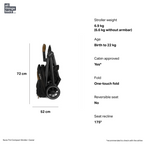 Nuna Trvl Cabin Friendly Stroller|Lightweight|Compact|One-Hand Self-Collapsing Fold|All Wheel Suspension|0 to 4Y (Upto 22Kg) - Caviar