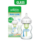 Dr. Brown's Natural Flow Anti-Colic Options+ Wide Neck Glass Baby Bottle, with Level 1 Slow Flow Nipple 150ml