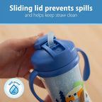 Dr. Brown's 10 oz/300 mL Insulated Straw Cup w/ Handles, Blue Camping Site (12m+), 1-Pack