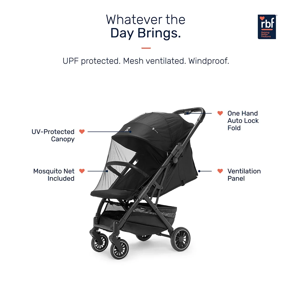 Growgether Velox Baby Stroller for Structured City Stability | Thick Padded Seat, Large Storage & UV-Protected Canopy | 0-4 years