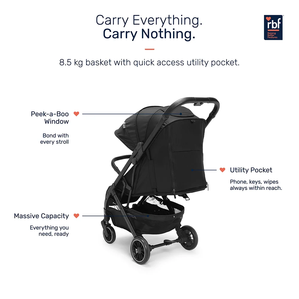 Growgether Velox Baby Stroller for Structured City Stability | Thick Padded Seat, Large Storage & UV-Protected Canopy | 0-4 years