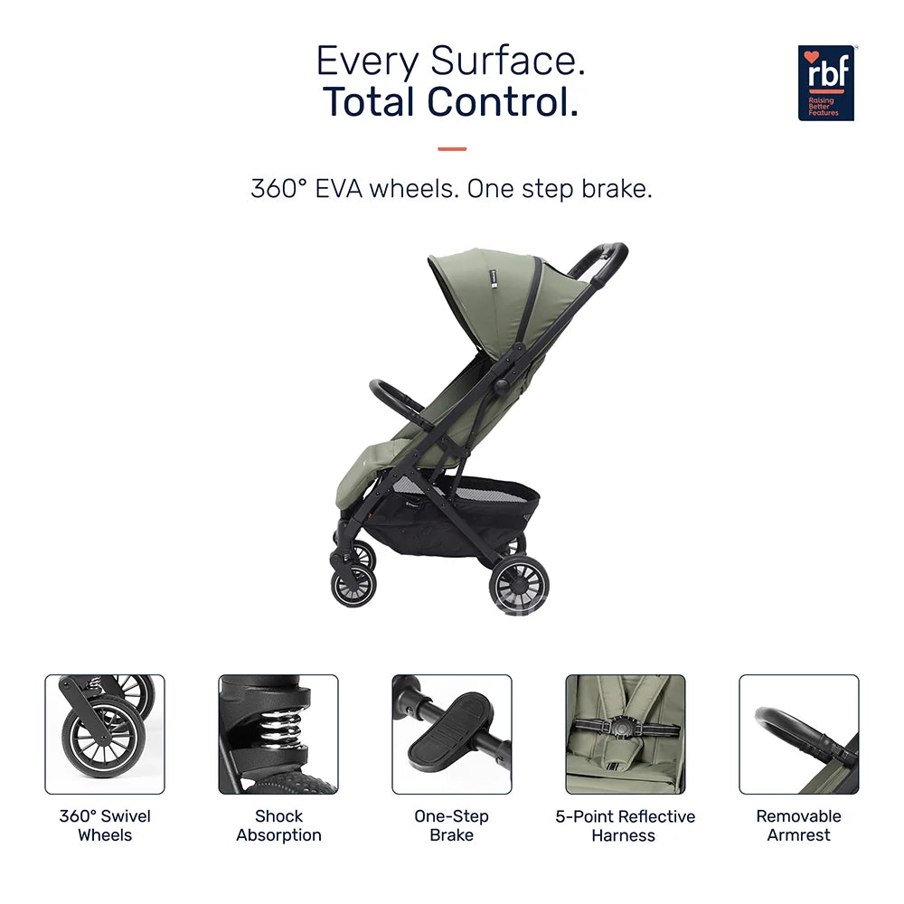 Growgether Velox Baby Stroller for Structured City Stability | Thick Padded Seat, Large Storage & UV-Protected Canopy | 0-4 years