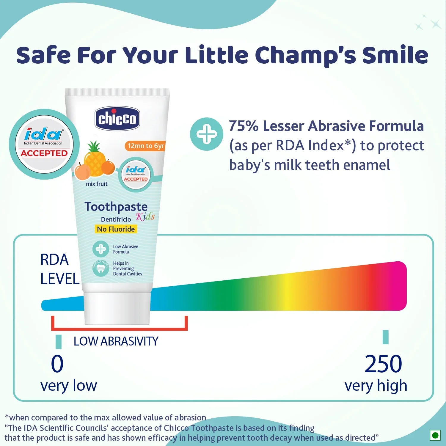 Combo Mixed Fruit Toothpaste 12M to 6Y 50 g & Toothbrush Green 6M to 36M