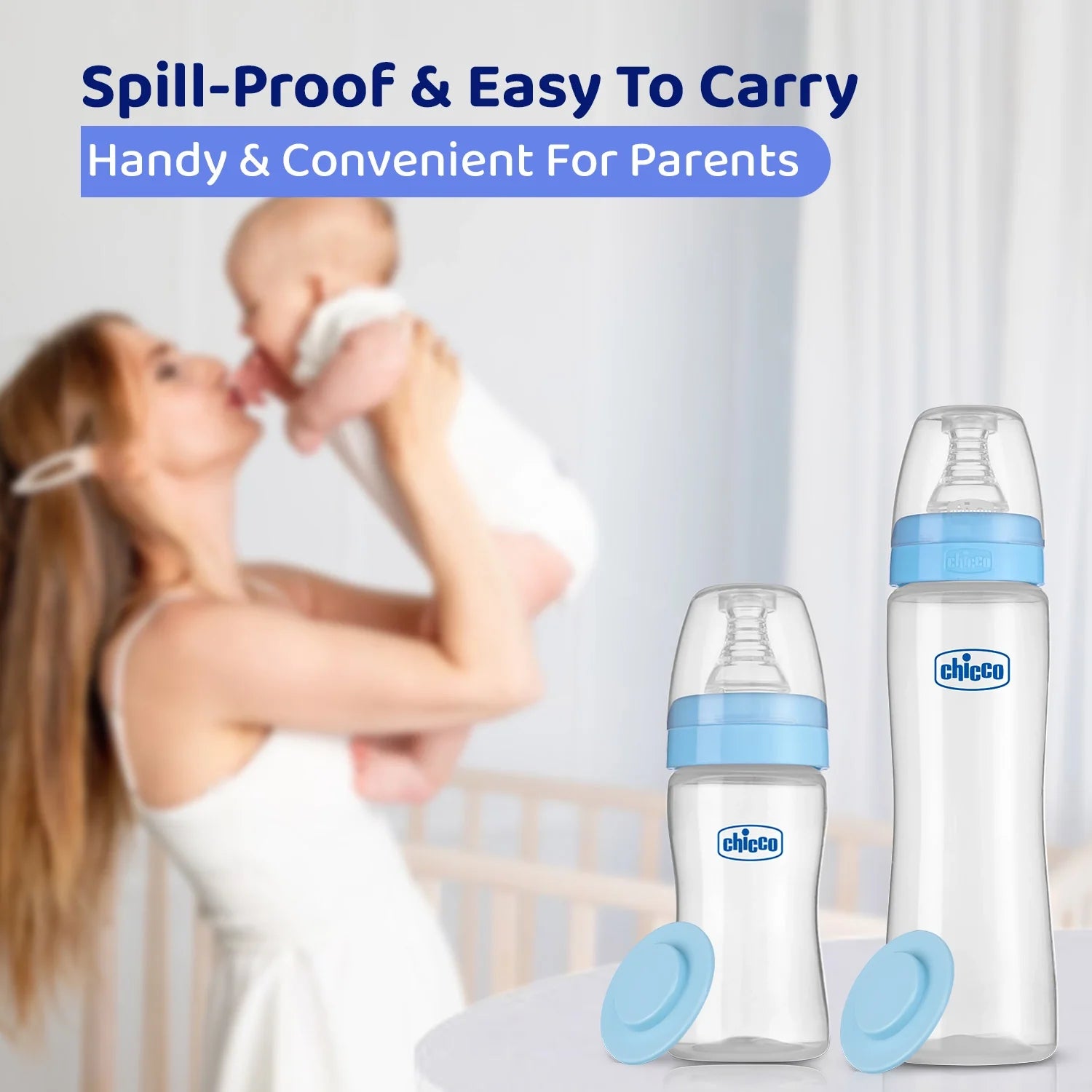 Feed Easy Baby Bottle 250ml Blue Medium 2M+