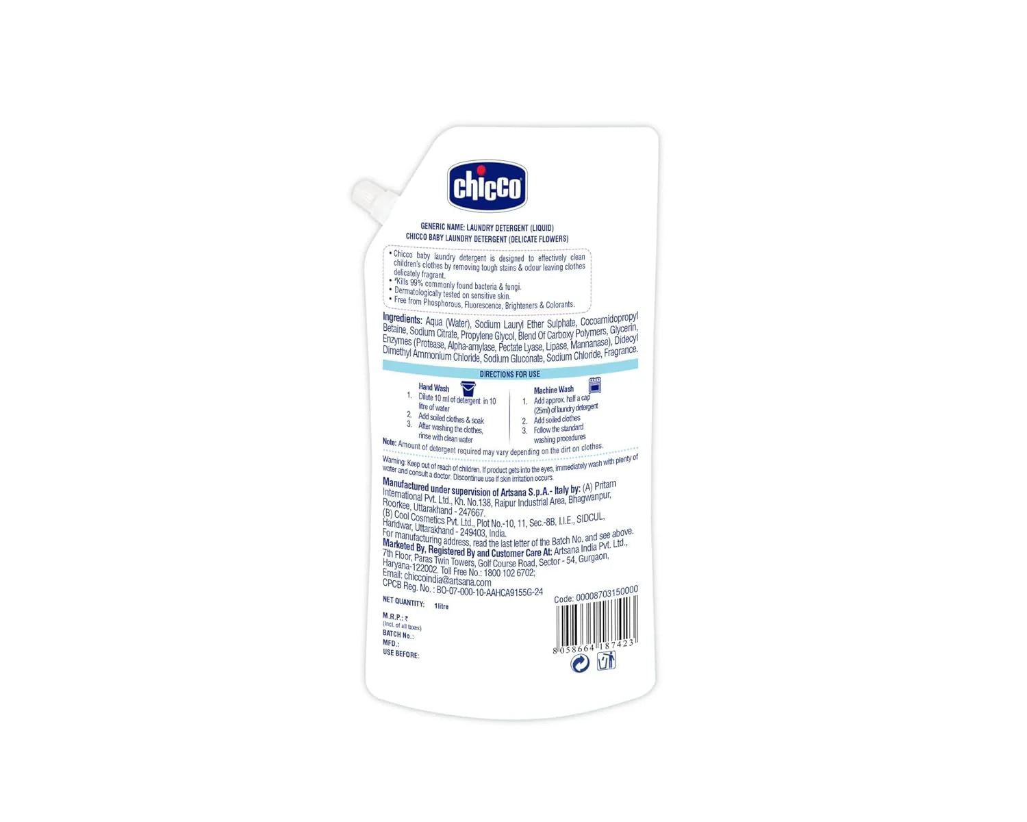 Laundry Detergent Delicate Flowers 1000ml Refil Pack