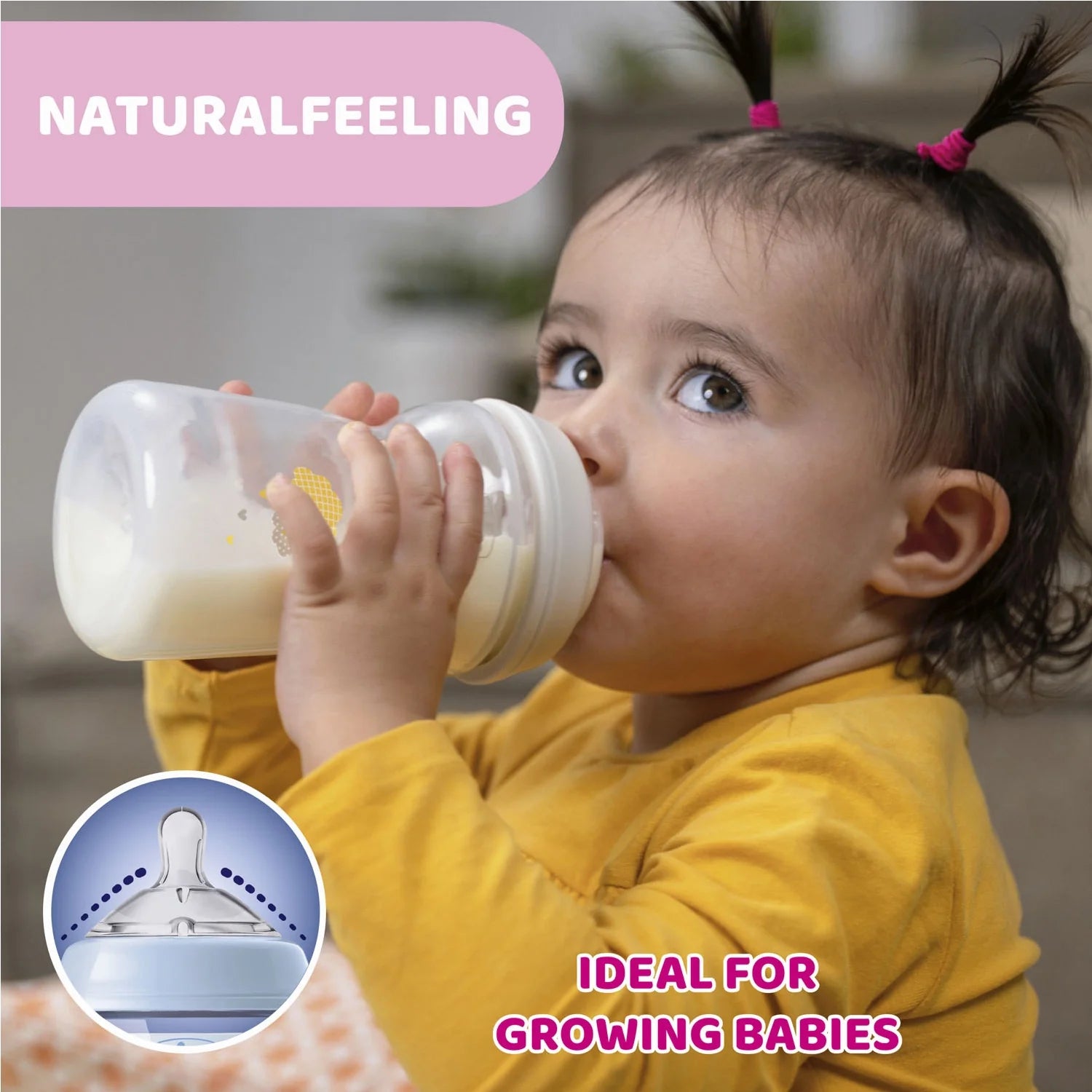 Natural Feeling Fast Flow Baby Bottle  6M+ 330ML Blue
