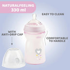 Natural Feeling Fast Flow Baby Bottle  6M+ 330ML Pink