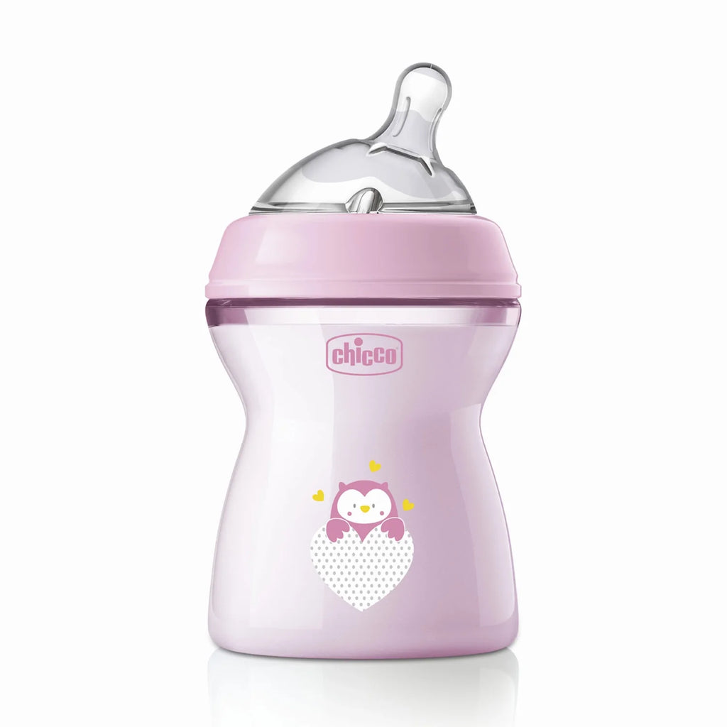 Natural Feeling Medium Flow Baby Bottle 2M+ 250ML Pink
