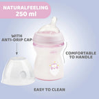 Natural Feeling Medium Flow Baby Bottle 2M+ 250ML Pink