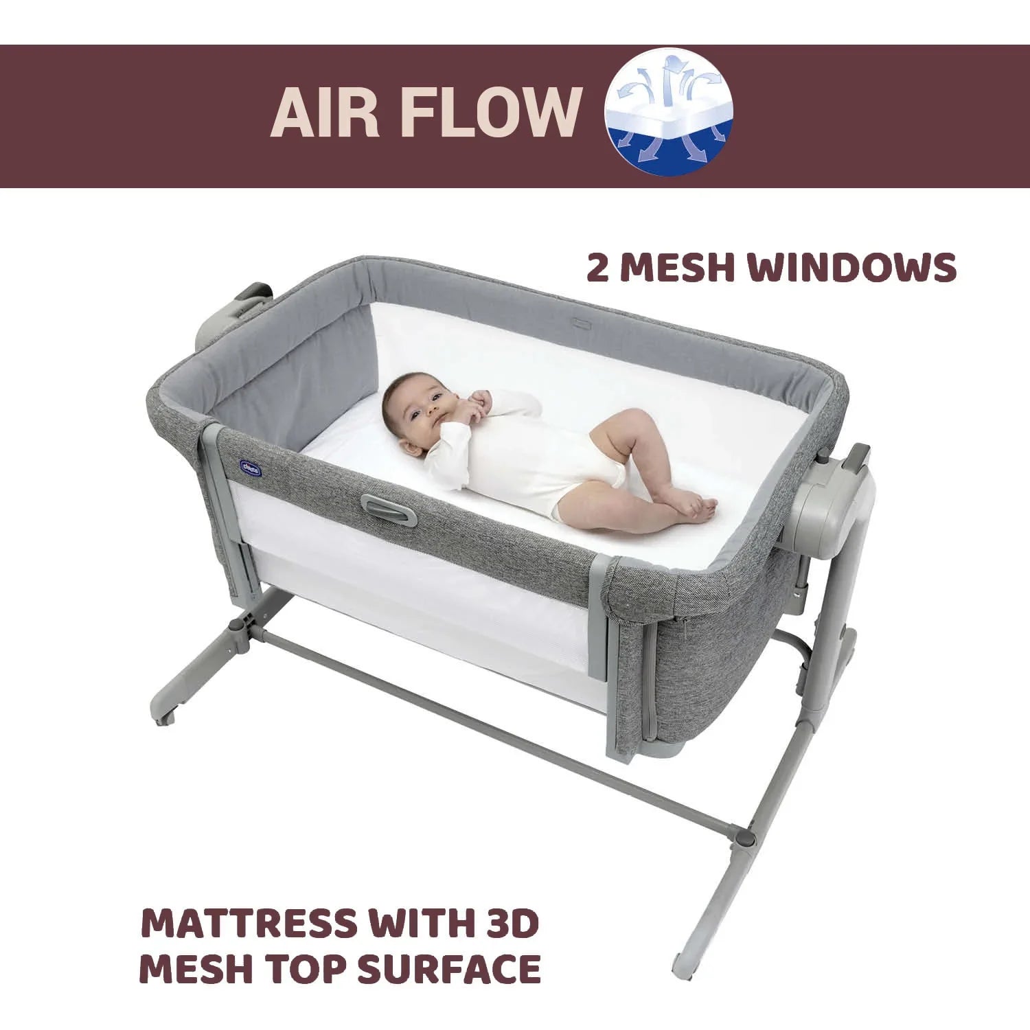 Next2Me Magic Evo Co Sleeping Crib Dark Grey