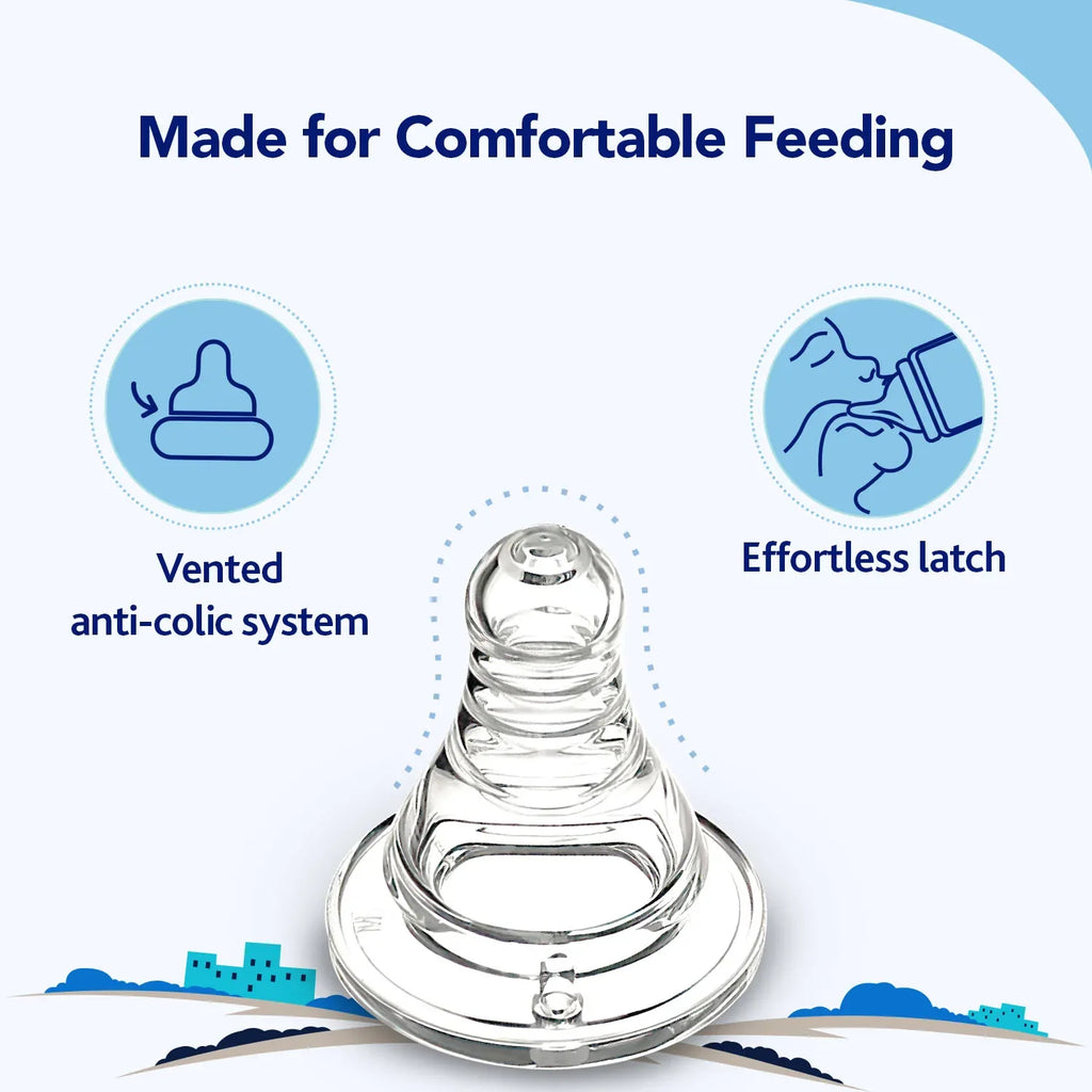 Nourish Plus Fast Flow Baby Bottle 240ml 6M+ Blue