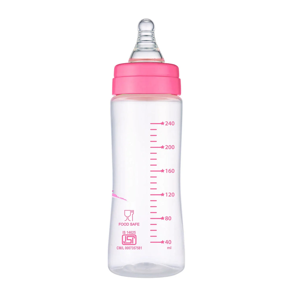 Nourish Plus Fast Flow Baby Bottle 240ml 6M+ Pink