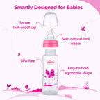 Nourish Plus Fast Flow Baby Bottle 240ml 6M+ Pink