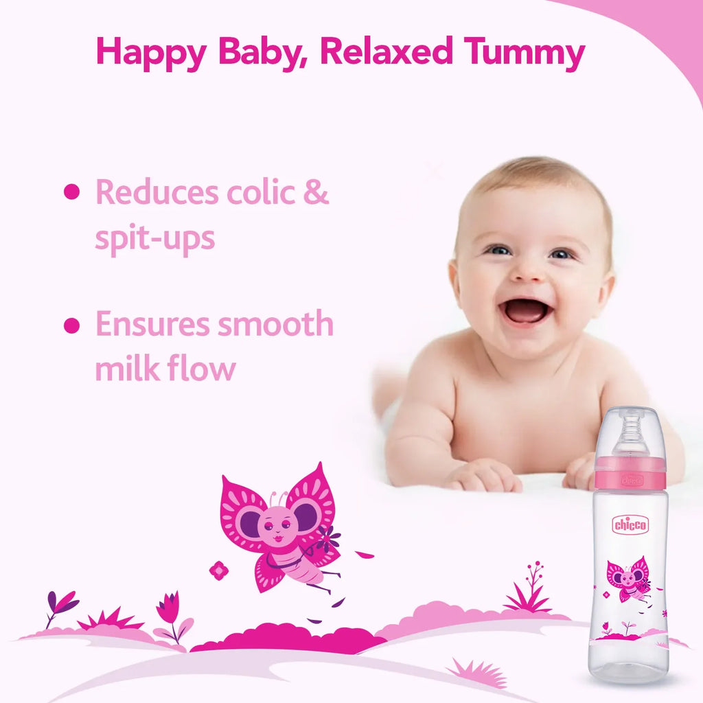 Nourish Plus Fast Flow Baby Bottle 240ml 6M+ Pink