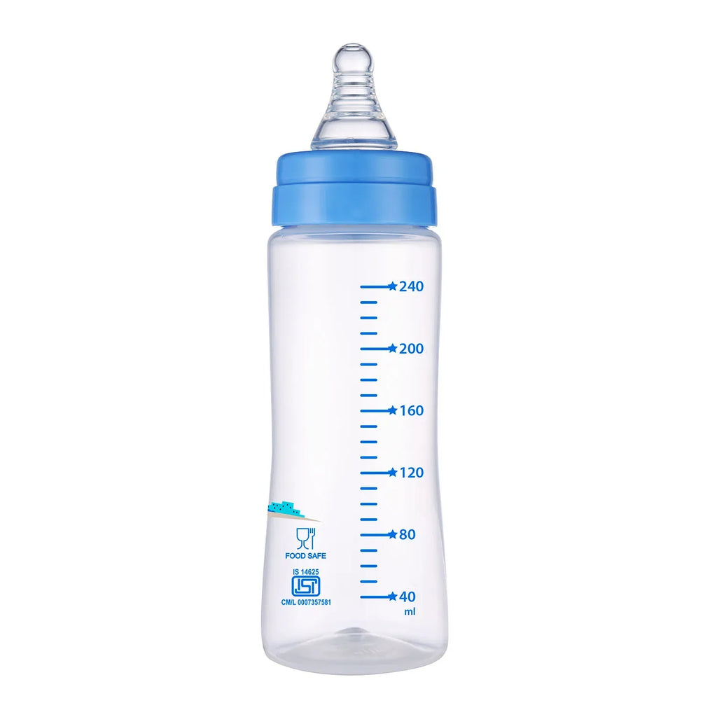 Nourish Plus Medium Flow Baby Bottle 240ml 3M+ Blue