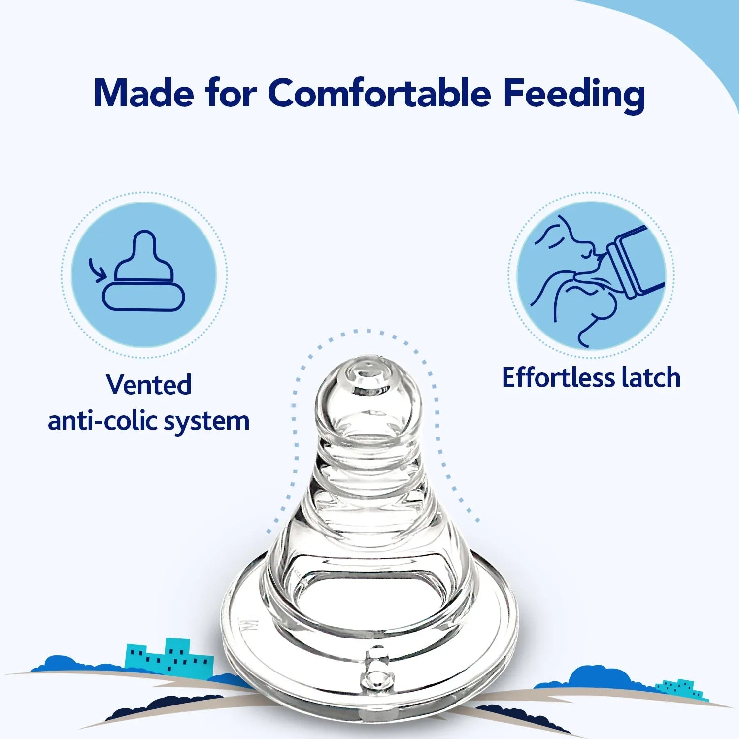 Nourish Plus Medium Flow Baby Bottle 240ml 3M+ Blue