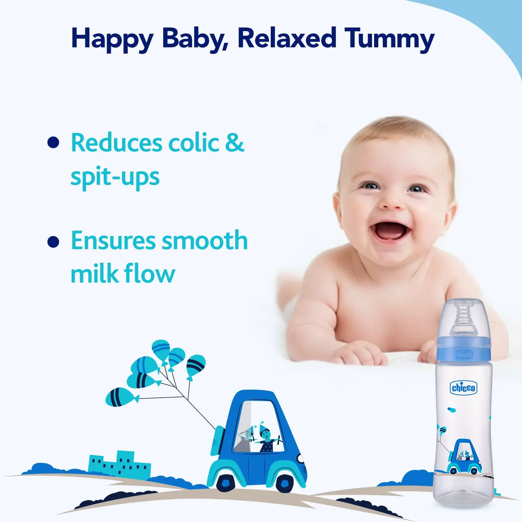 Nourish Plus Medium Flow Baby Bottle 240ml 3M+ Blue