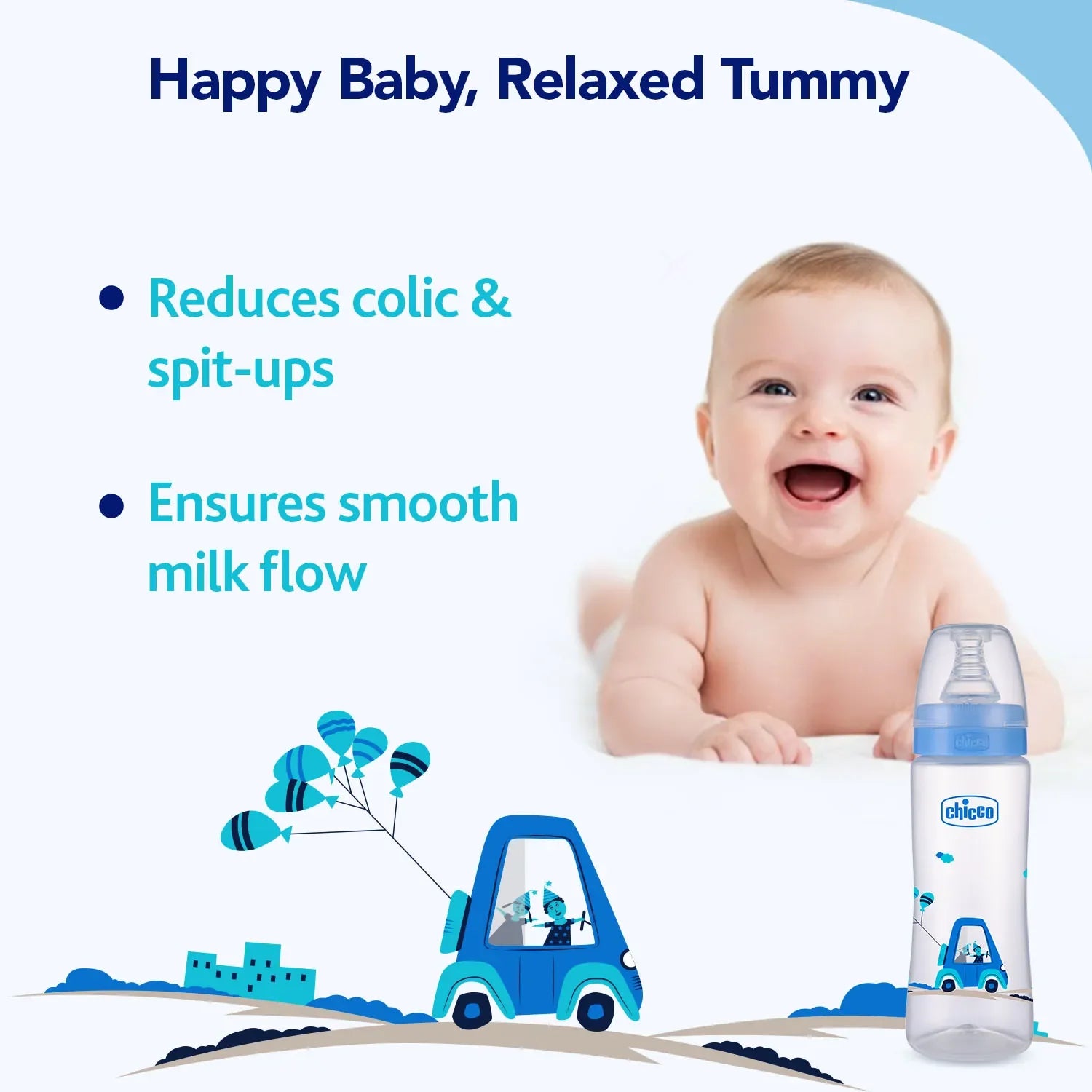 Nourish Plus Medium Flow Baby Bottle 240ml 3M+ Blue