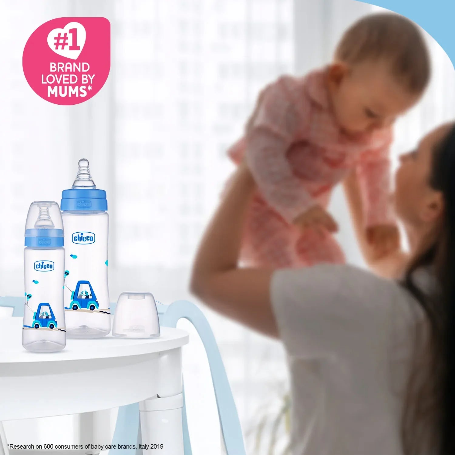 Nourish Plus Medium Flow Baby Bottle 240ml 3M+ Blue