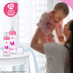Nourish Plus Medium Flow Baby Bottle 240ml 3M+ Pink