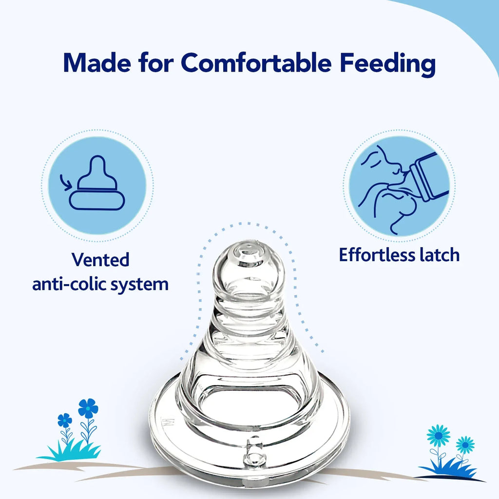 Nourish Plus Slow Flow Baby Bottle 120ml 0M+ Blue