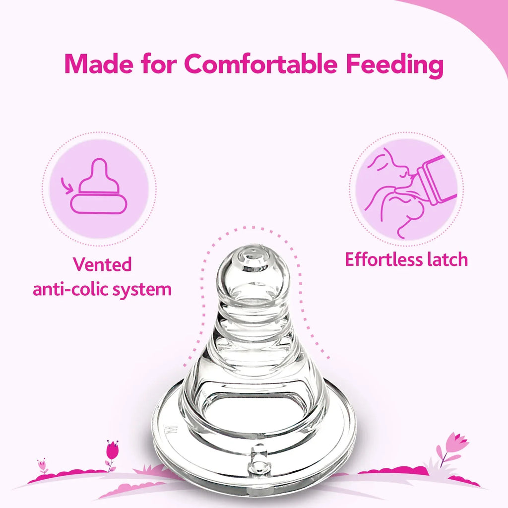 Nourish Plus Slow Flow Baby Bottle 120ml 0M+ Pink